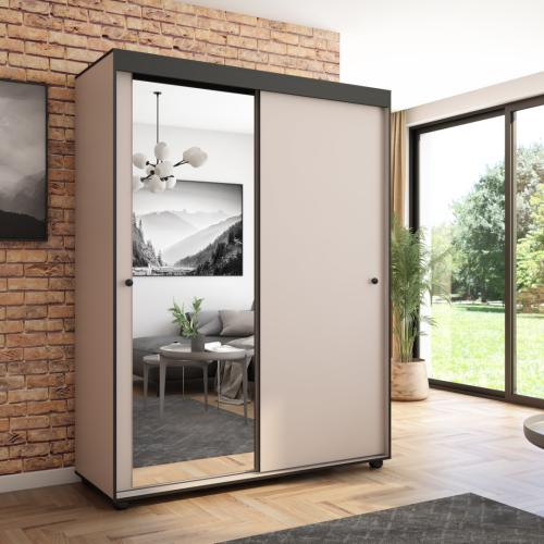 Przejdź do produktu Szafa przesuwna Porto 160 z lustrem, Kaszmir