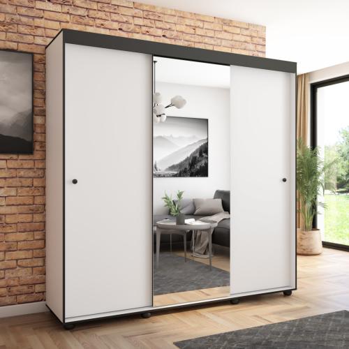 Przejdź do produktu Szafa przesuwna Porto 205 z lustrem, Biała