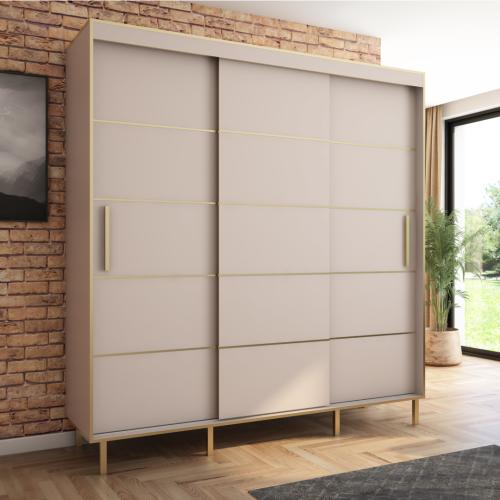 Przejdź do produktu Szafa przesuwna Braga 205, Kaszmir, Złote listwy