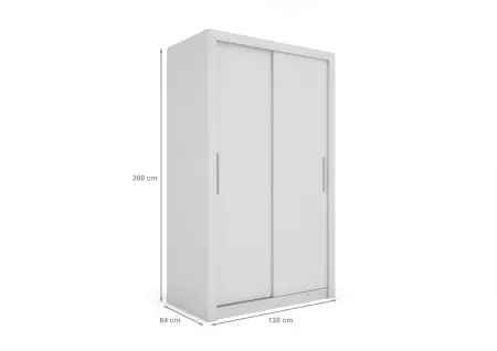 Szafa przesuwna MONAKO 120 gładka, Biała - wymiary