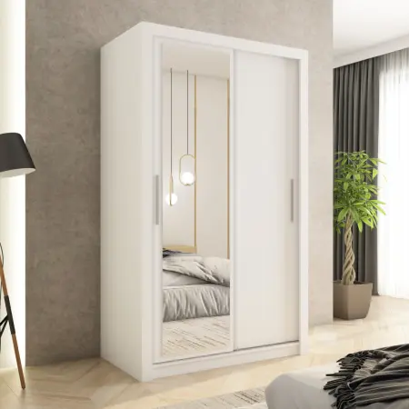 Szafa przesuwna MONAKO 120 z lustrem, Biała 2