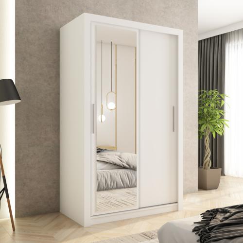 Przejdź do produktu Szafa przesuwna Monako 120 z lustrem, Biała