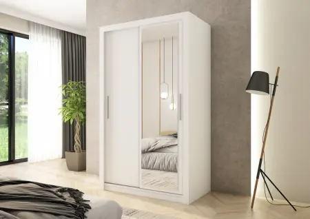 Szafa przesuwna MONAKO 120 z lustrem, Biała HD