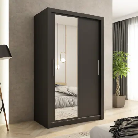 Szafa przesuwna MONAKO 120 z lustrem, Czarna 2