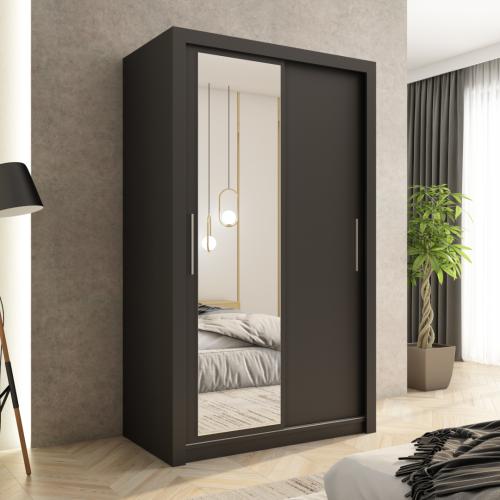 Przejdź do produktu Szafa przesuwna Monako 120 z lustrem, Czarna