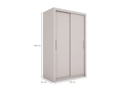 Szafa przesuwna MONAKO 120 gładka, Kaszmir - wymiary