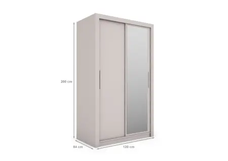 Szafa przesuwna MONAKO 120 z lustrem, Kaszmir - wymiary