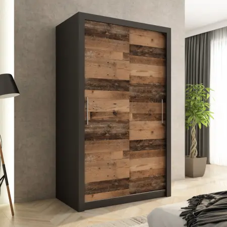 Szafa przesuwna MONAKO 120 gładka, Czarna, Front Old 2