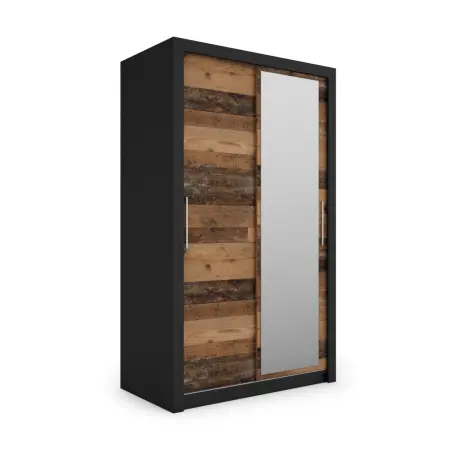Szafa przesuwna MONAKO 120 z lustrem, Czarna, Front Old