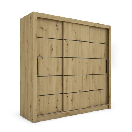 Szafa przesuwna Monako 205, Artisan, Czarne listwy