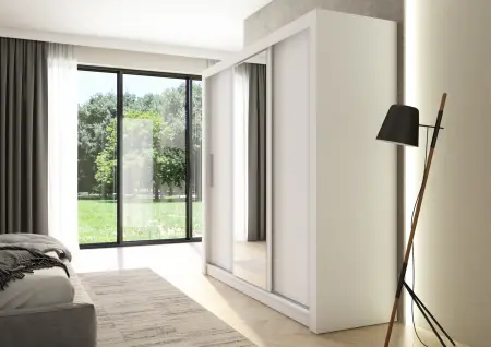 Szafa przesuwna Monako 205, Biała, Lustro HD2