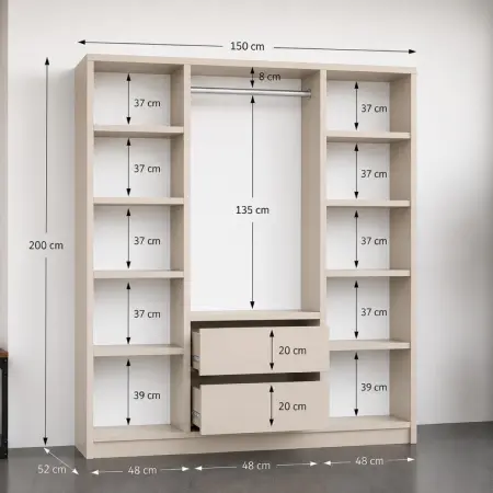 alt=&amp;amp;quot;Wnętrze szafy ITO 3D z półkami i drążkiem&amp;amp;quot;