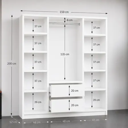 alt="Wnętrze garderoby ITO 3D z półkami i drążkiem"