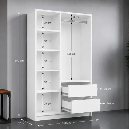 alt=&amp;amp;quot;Wnętrze garderoby ITO 2D z półkami i drążkiem