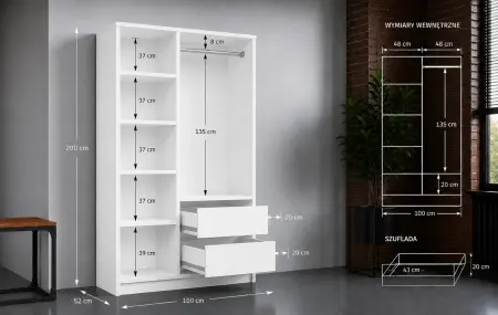 alt=&amp;amp;quot;Wnętrze garderoby ITO 2D z półkami i drążkiem