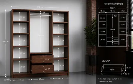 alt=&amp;amp;quot;Wnętrze garderoby ITO 3D z półkami i drążkiem