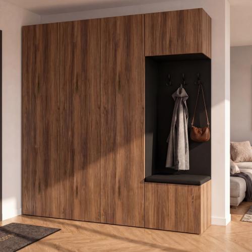 Przejdź do produktu Szafa Modułowa  Garderoba  210 cm  NEMO 3D  Orzech Warmia   Czarny  Prawa strona 