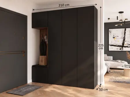 alt: wymiary szafa modułowa garderoba nemo 3d  czarne