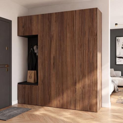 Przejdź do produktu Szafa Modułowa  Garderoba  210 cm  NEMO 3D  Orzech Warmia   Czarny  Lewa strona  