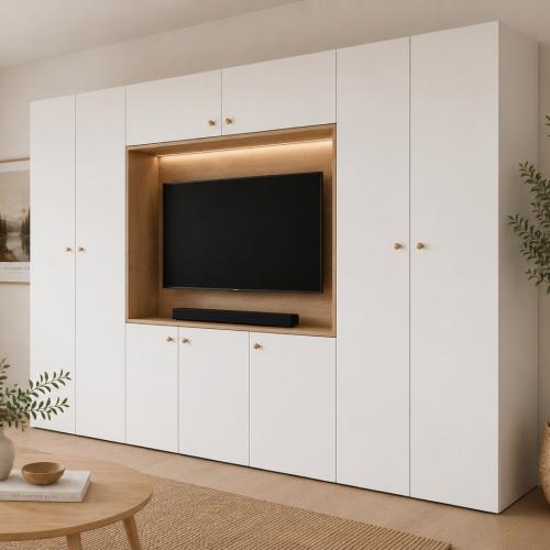 Przejdź do produktu SANTI – nowoczesna meblościanka 350 cm z miejscem na TV | Biały/ Dąb Cremona uchwyt gałka meblowa 