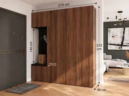 alt: wymiar  szafa modułowa nemo 3d orzech