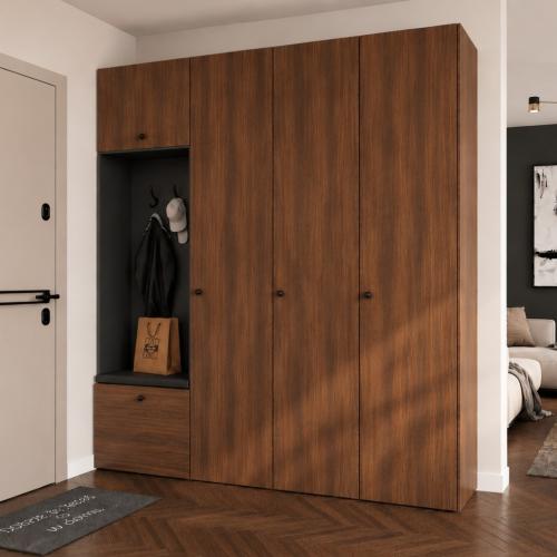 Przejdź do produktu Szafa Modułowa  Garderoba  210 cm  NEMO 3D  Orzech Warmia   Czarny  uchwyt gałka 