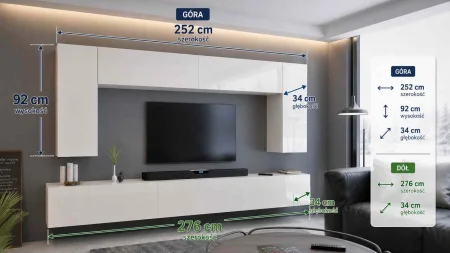 ALT: Wymiary Meblościanka Smart Biały