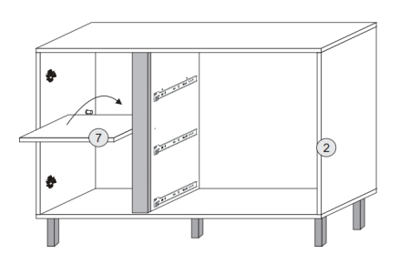 Komoda do salonu BRILO - wizualizacja środek