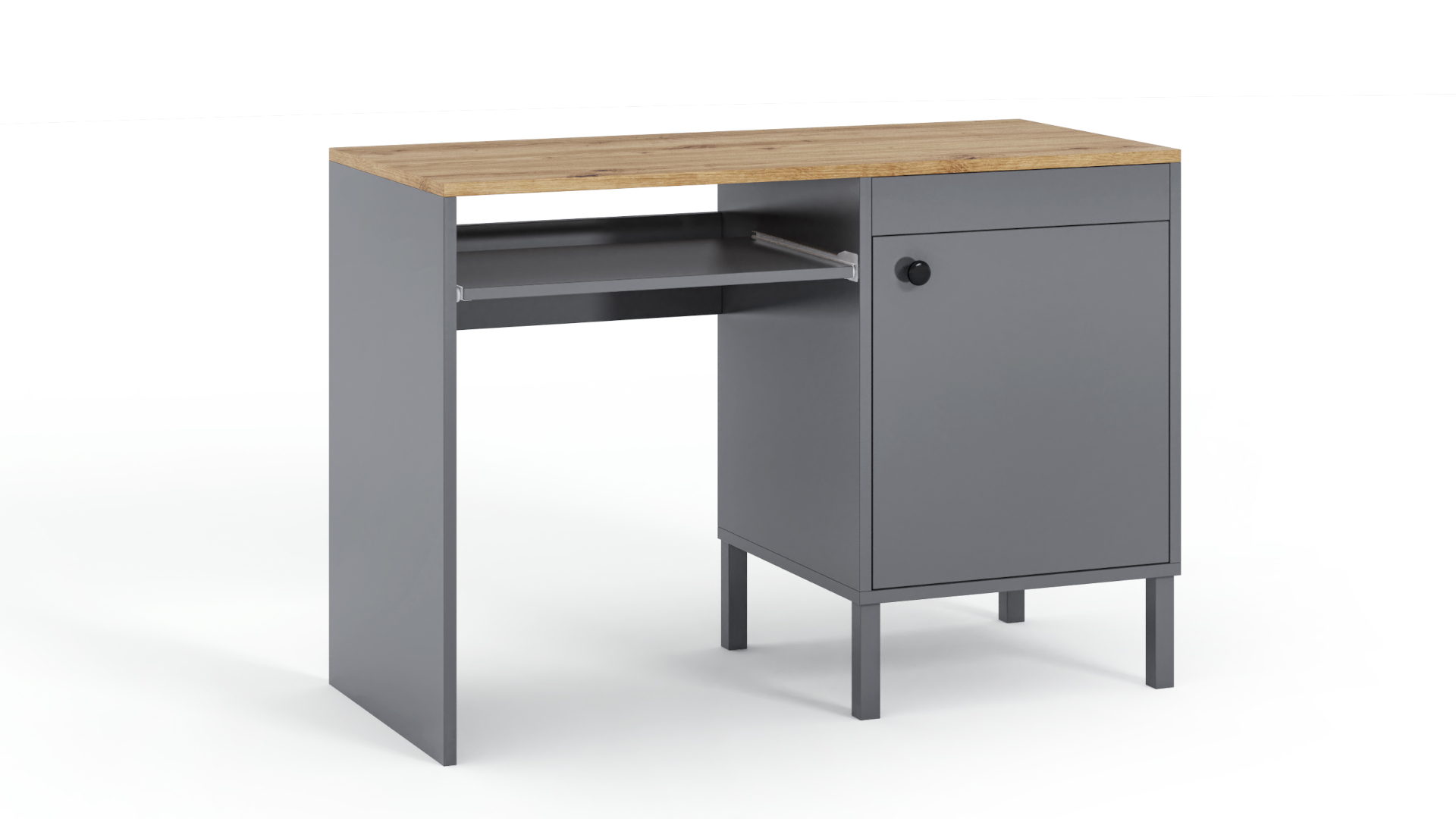 Biurko młodzieżowe Winter Antracyt, Uchwyty czarne