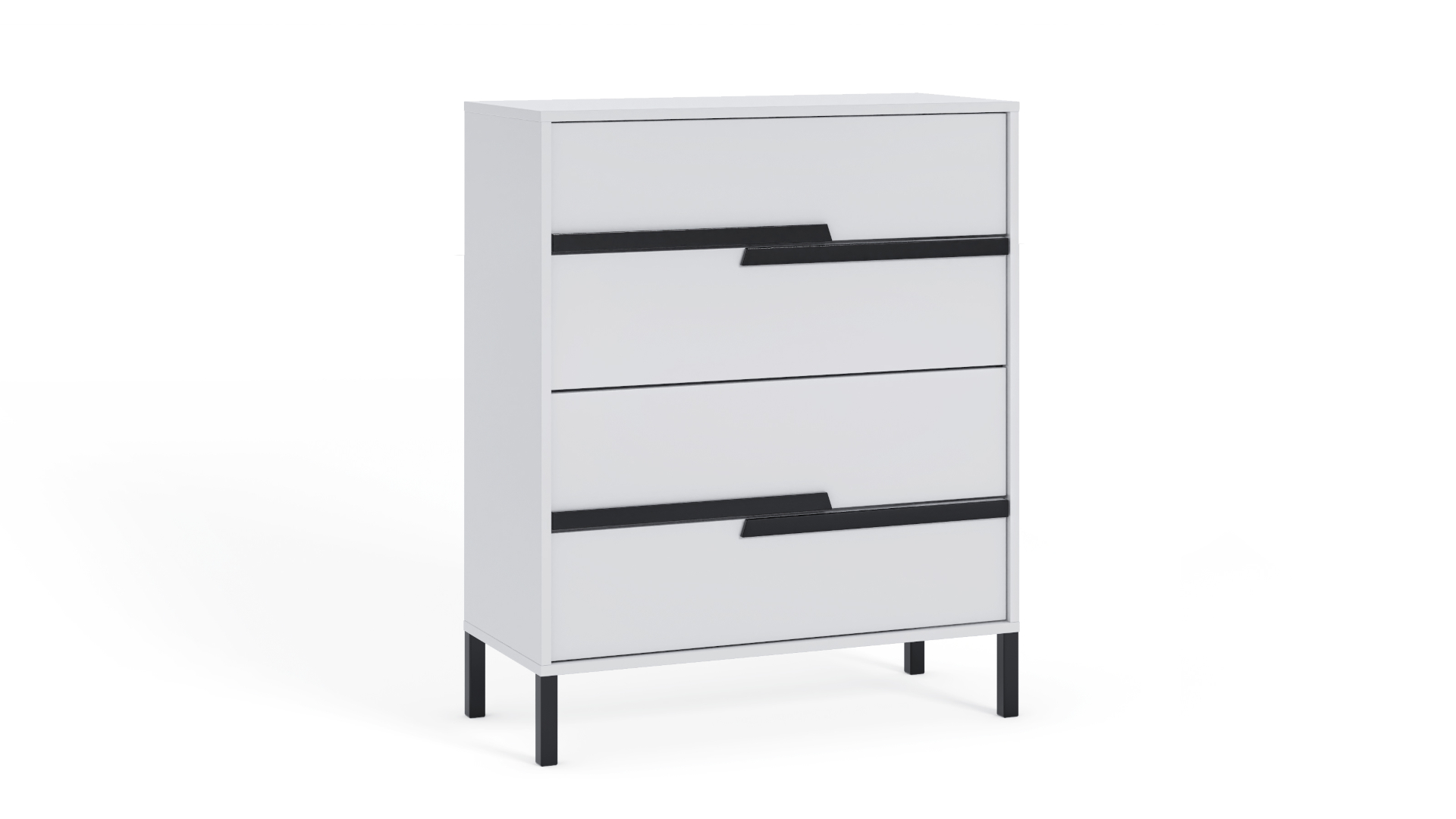 Komoda młodzieżowa Spring Biała, Uchwyty czarne