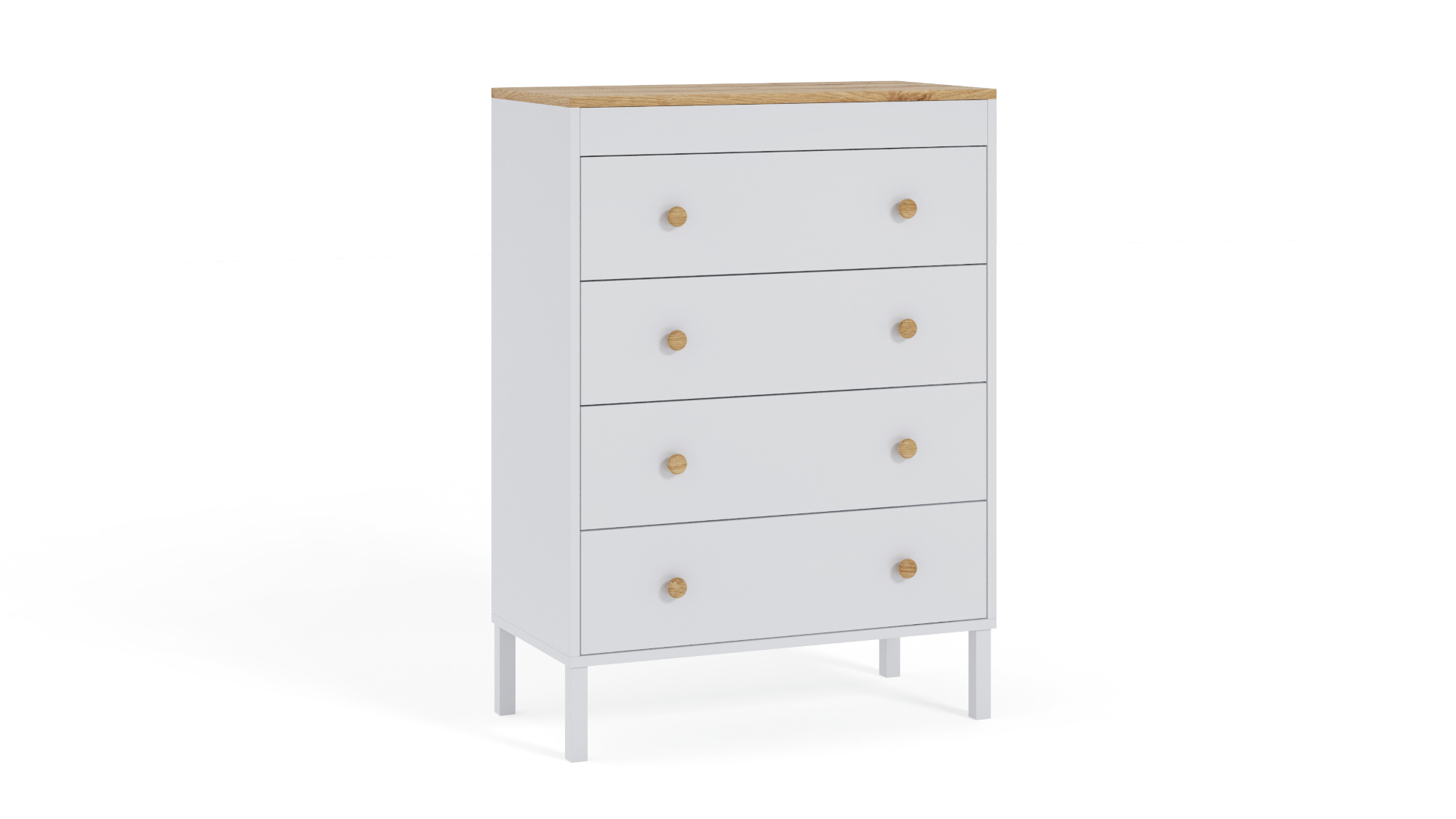 Komoda młodzieżowa Winter, Biała, Artisan