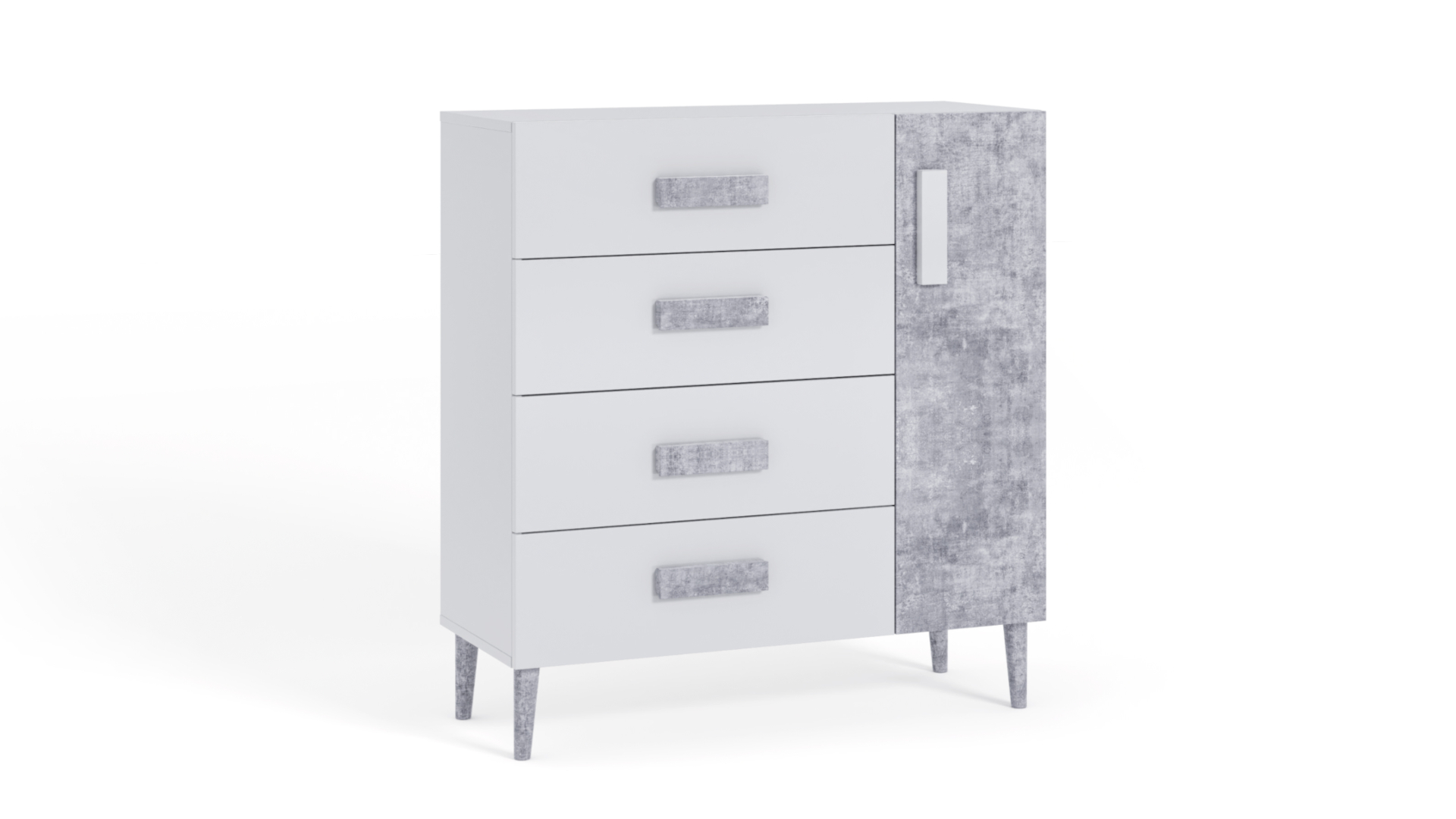 Komoda młodzieżowa Zygzak Biała, Beton