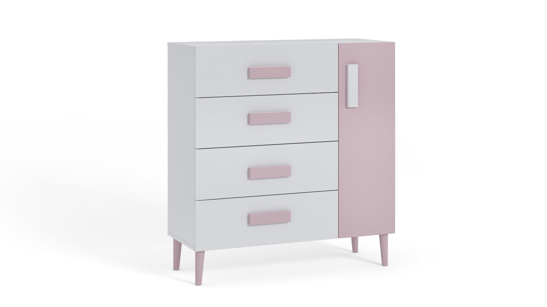 Komoda młodzieżowa Zygzak Biała, Róż