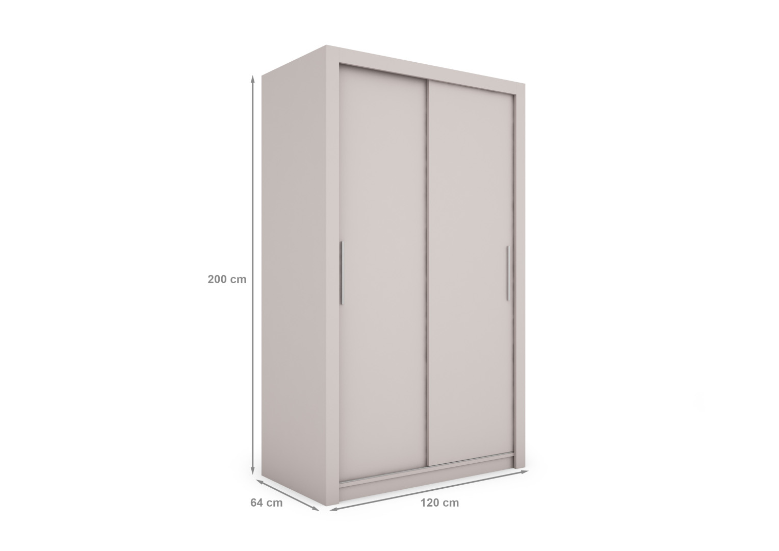 Szafa przesuwna Monako 120 gładka, Kaszmir- wymiary