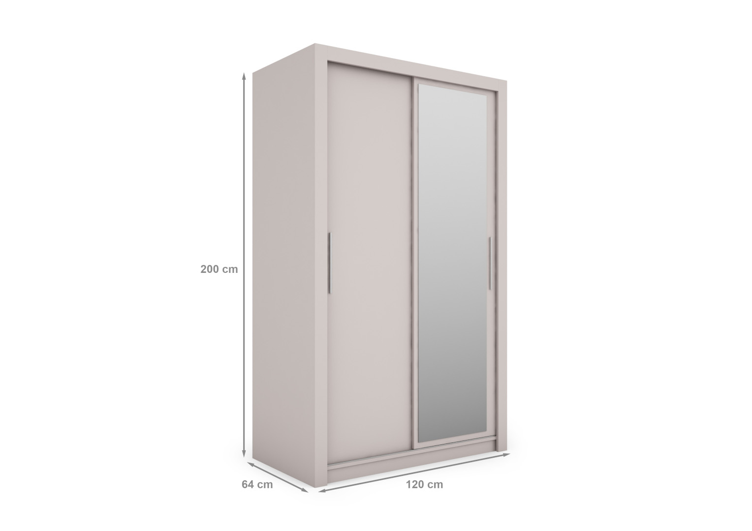 Szafa przesuwna Monako 120 z lustrem, Kaszmir- wymiary