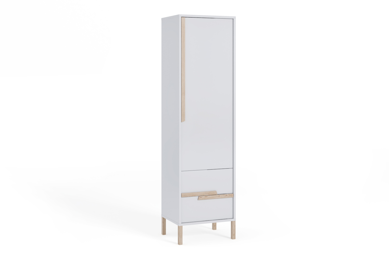 Regał młodzieżowy Spring Biały, Uchwyty buk HD