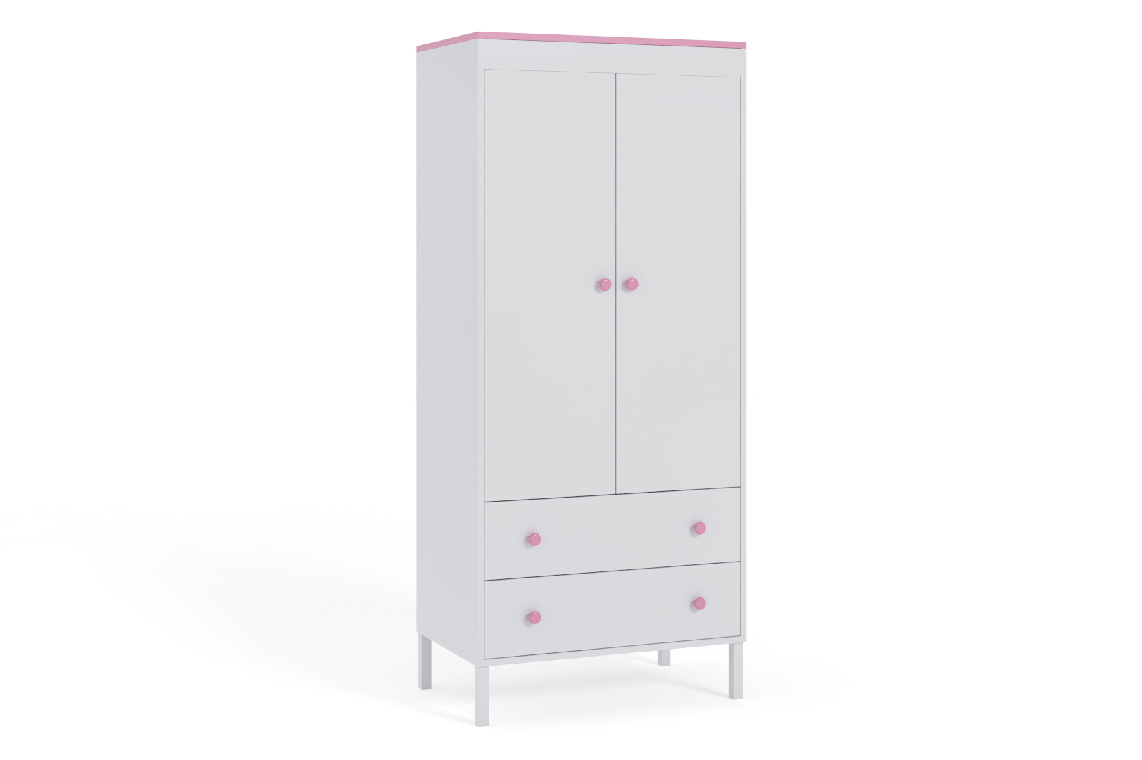 Szafa młodzieżowa Winter Biała, Róż HD
